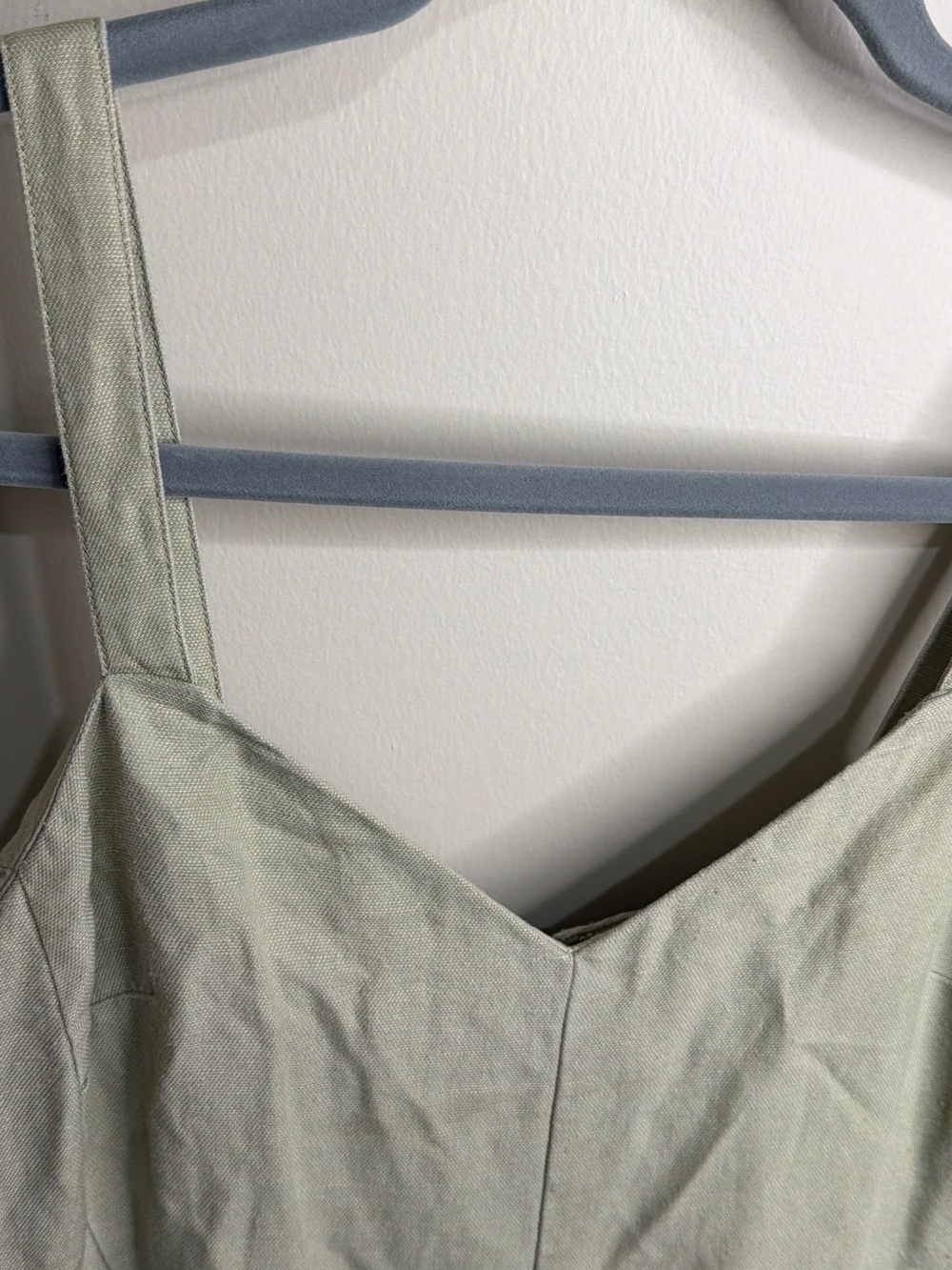 Club Monaco Light Olive Sleeveless V-Neck Wide-Leg Jumpsuit - Picture 12 of 13